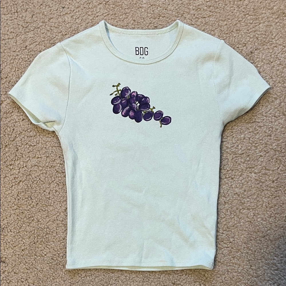BDG Cream Tee with Purple Grape Motif